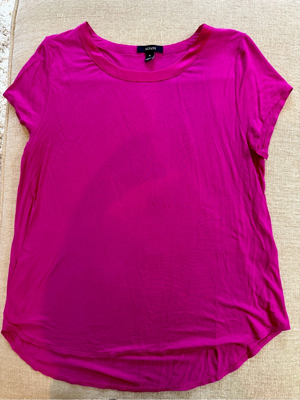 Alfani Short Sleeve Scoop Neck Top in Bright Fuchsia